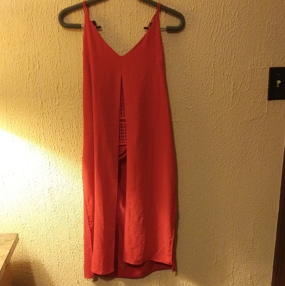 Red crochet blouse